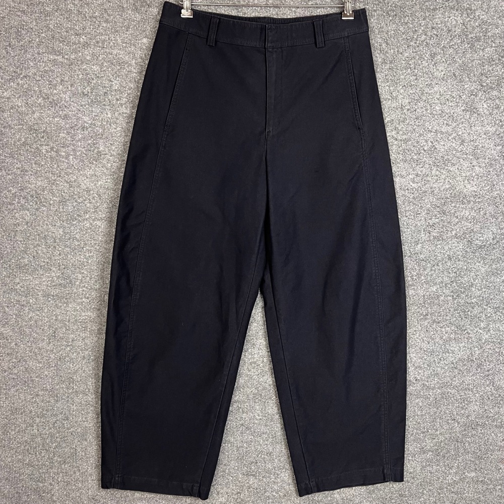 Uniqlo Wide Fit Chino barrel leg Pants women 12 Recycled Cotton Blend
